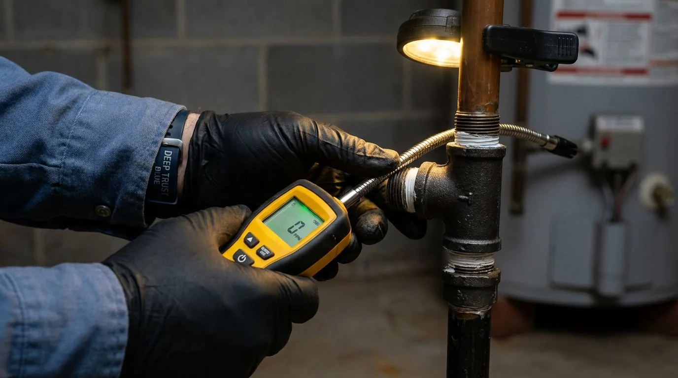 Gas leak detection with electronic sniffer by Johns Plumbing LLC in White City