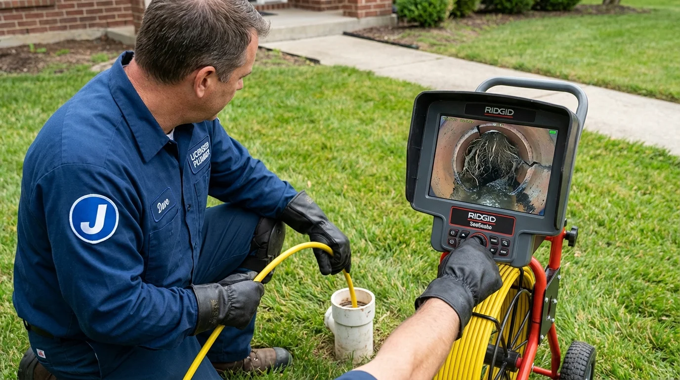 Sewer camera inspection being performed by Johns Plumbing LLC in White City
