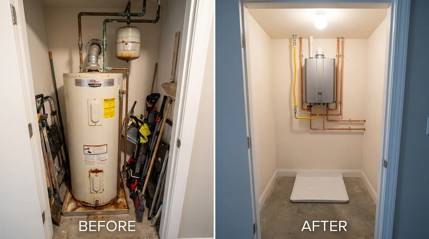 Tank water heater versus wall-mounted tankless unit comparison for White City, OR homeowners